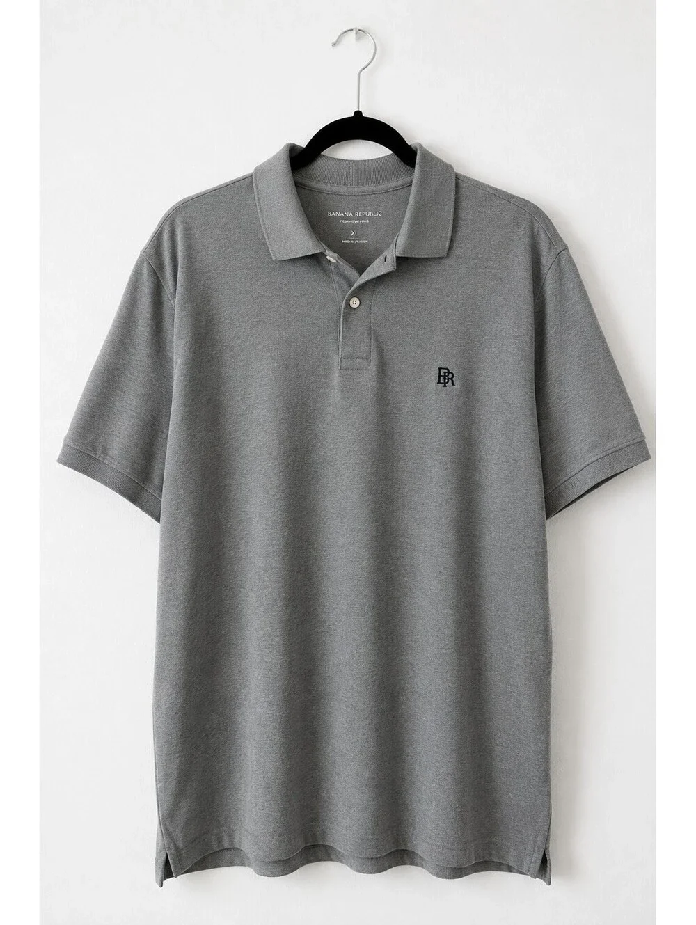 Banana Republic Gray Cotton Polo Shirt XL Embroidered Logo Short Sleeve